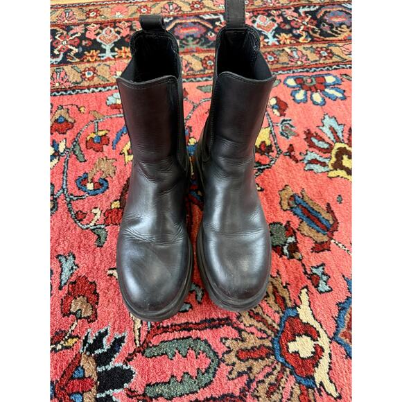 Anine Bing Justine Boots Chelsea Chunky Black Leather 37 Gore 7 7.5 Shoes Women - Picture 5 of 9